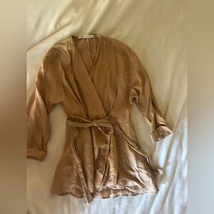 Linen Wrap Jacket with Belt